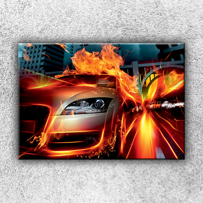 IMPAR Foto na plátno Auto v plamenech 1 50x35 cm