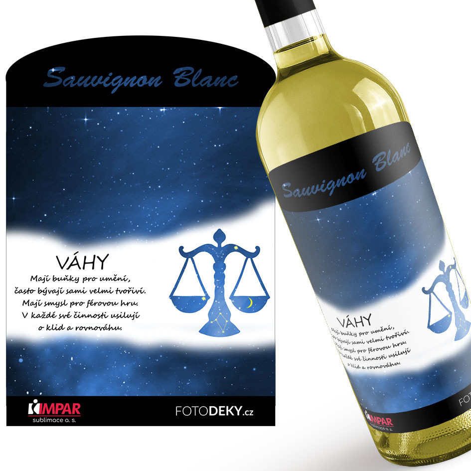 Víno Váhy (23.9. - 22.10.) - Modré provedení (Druh Vína: Bílé víno)
