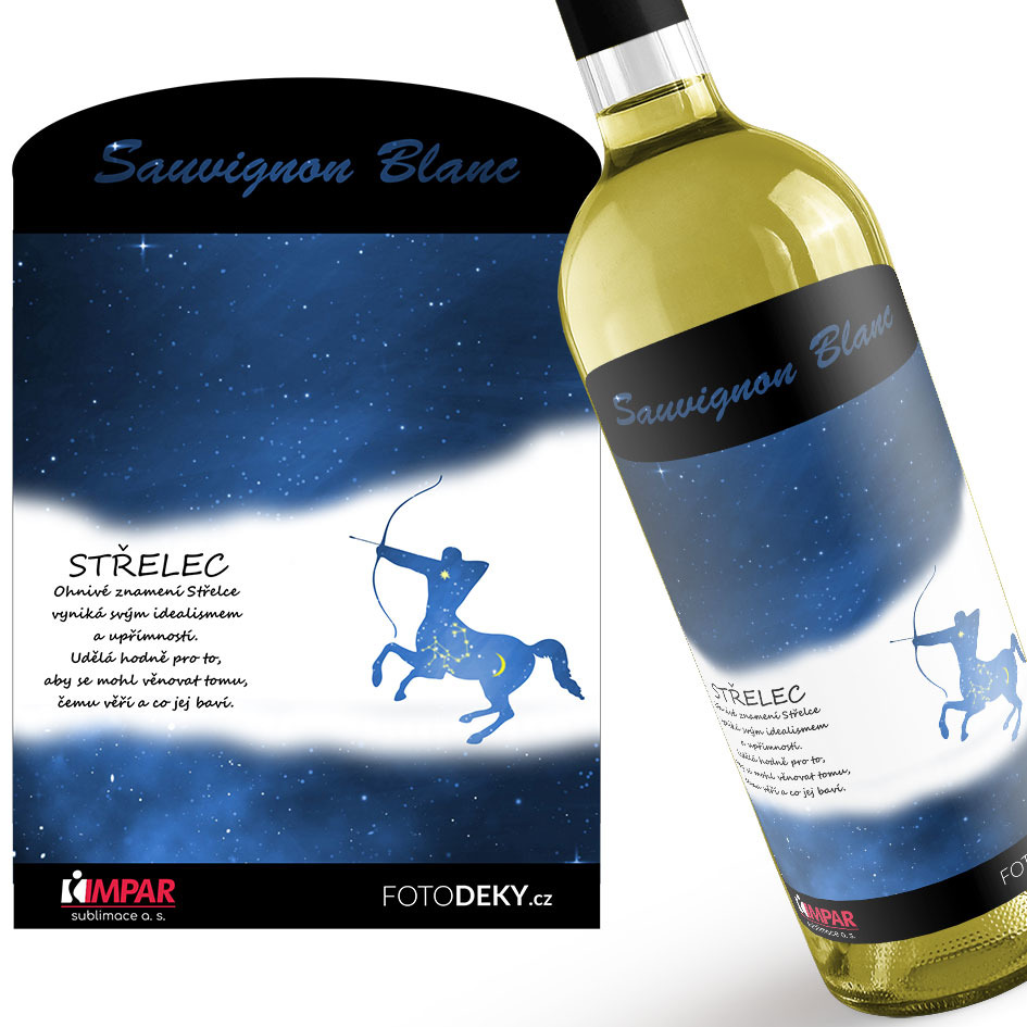 Víno Střelec (23.11. - 21.12.) - Modré provedení (Druh Vína: Bílé víno)