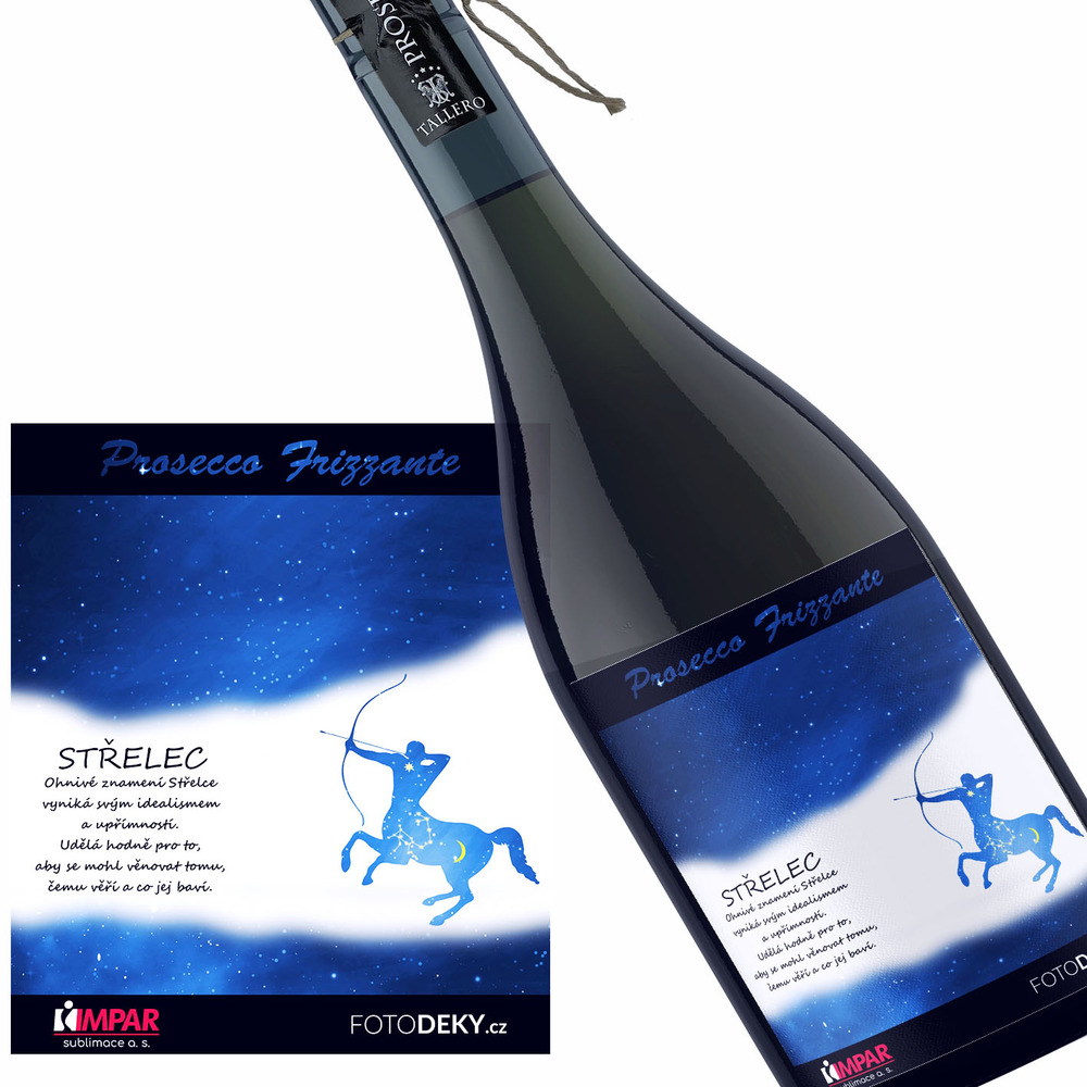 Víno Střelec (23.11. - 21.12.) - Modré provedení (Druh Vína: Prosecco)