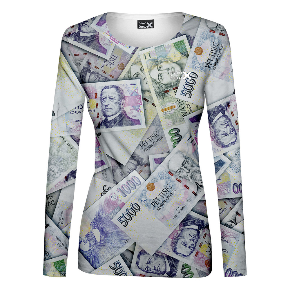 Tričko Peníze – dámské (dlouhý rukáv) (Velikost: L)