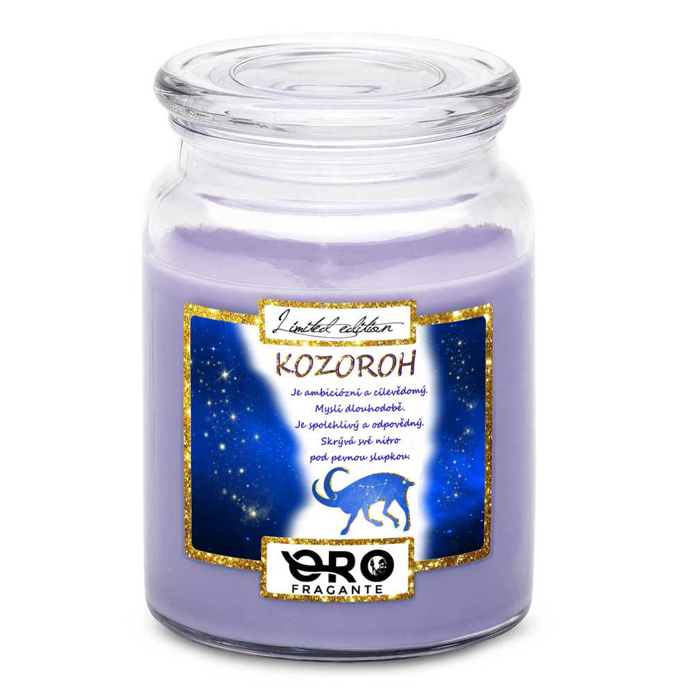 Svíčka Kozoroh (22.12. - 20.1.) - modrá (Vůně svíčky: Levandule)