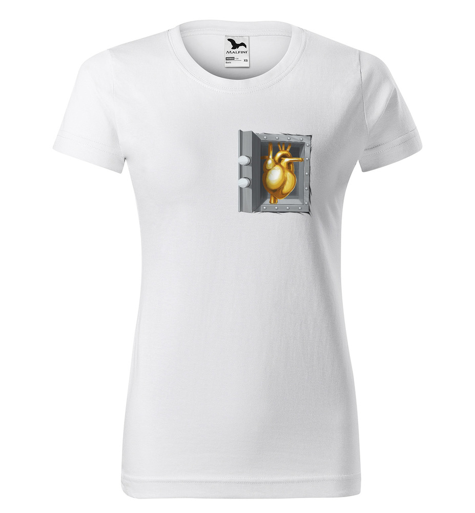 Tričko Zlaté srdce (Velikost: L, Typ: pro ženy, Barva trička: Bílá)