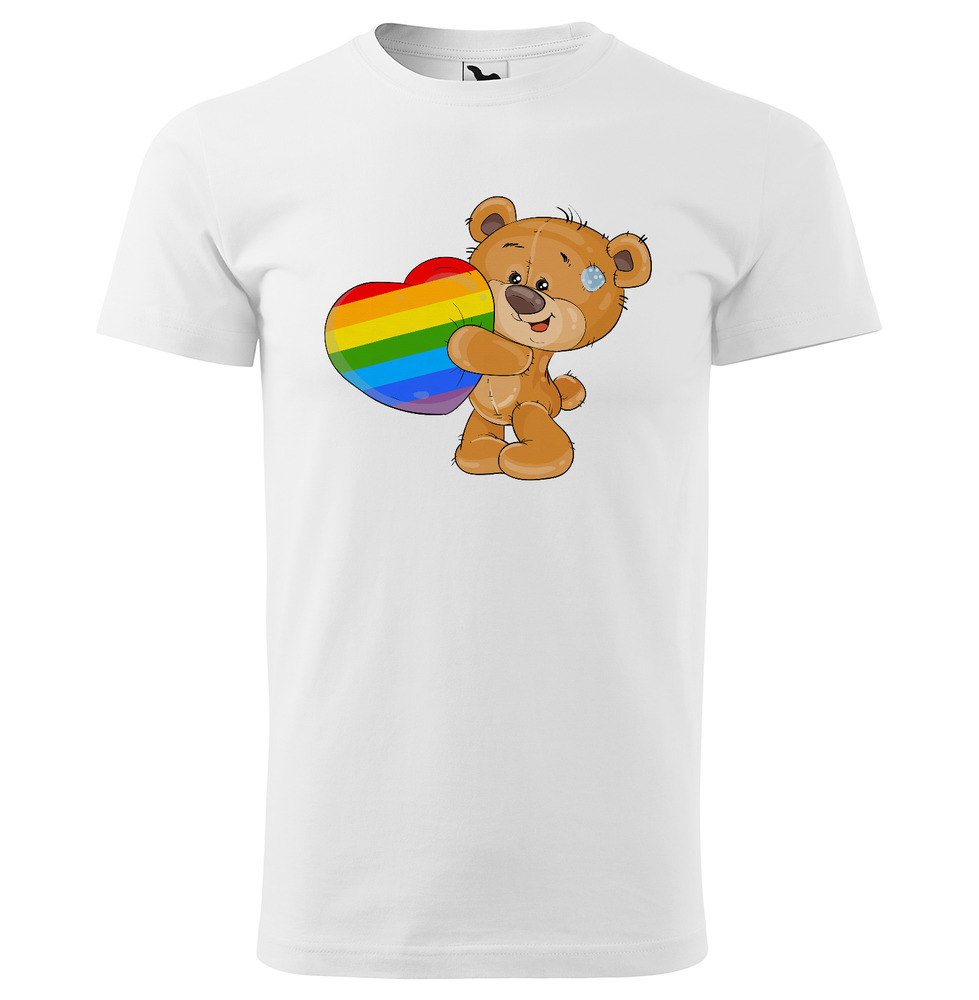 Tričko LBGT Bear (Velikost: XS, Typ: pro muže, Barva trička: Bílá)