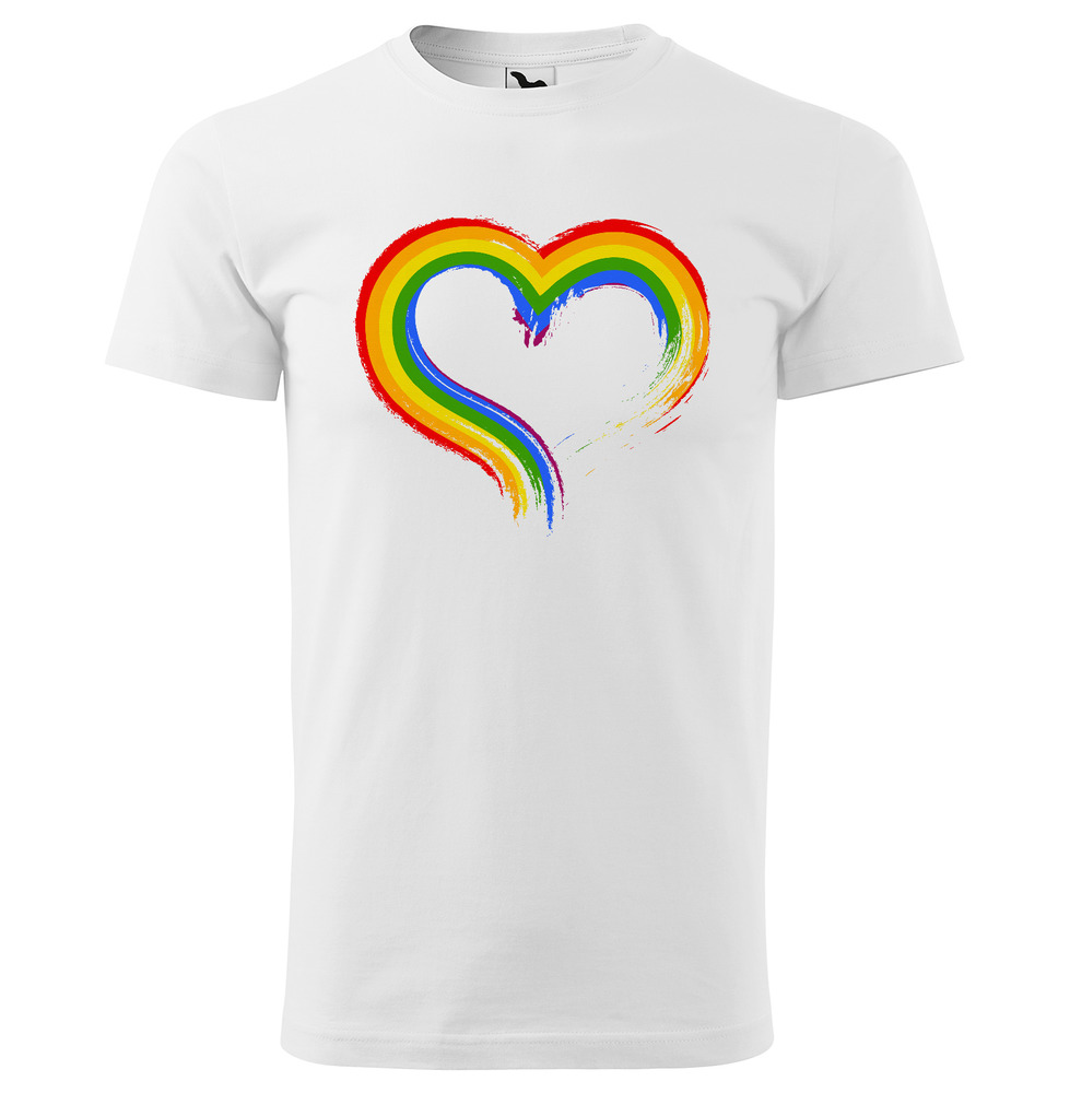 Tričko LBGT Heart (Velikost: 4XL, Typ: pro muže, Barva trička: Bílá)