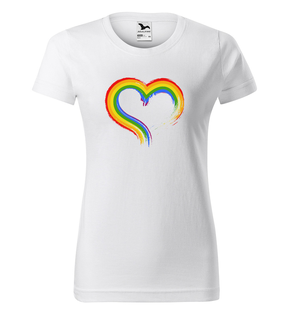 Tričko LBGT Heart (Velikost: XS, Typ: pro ženy, Barva trička: Bílá)