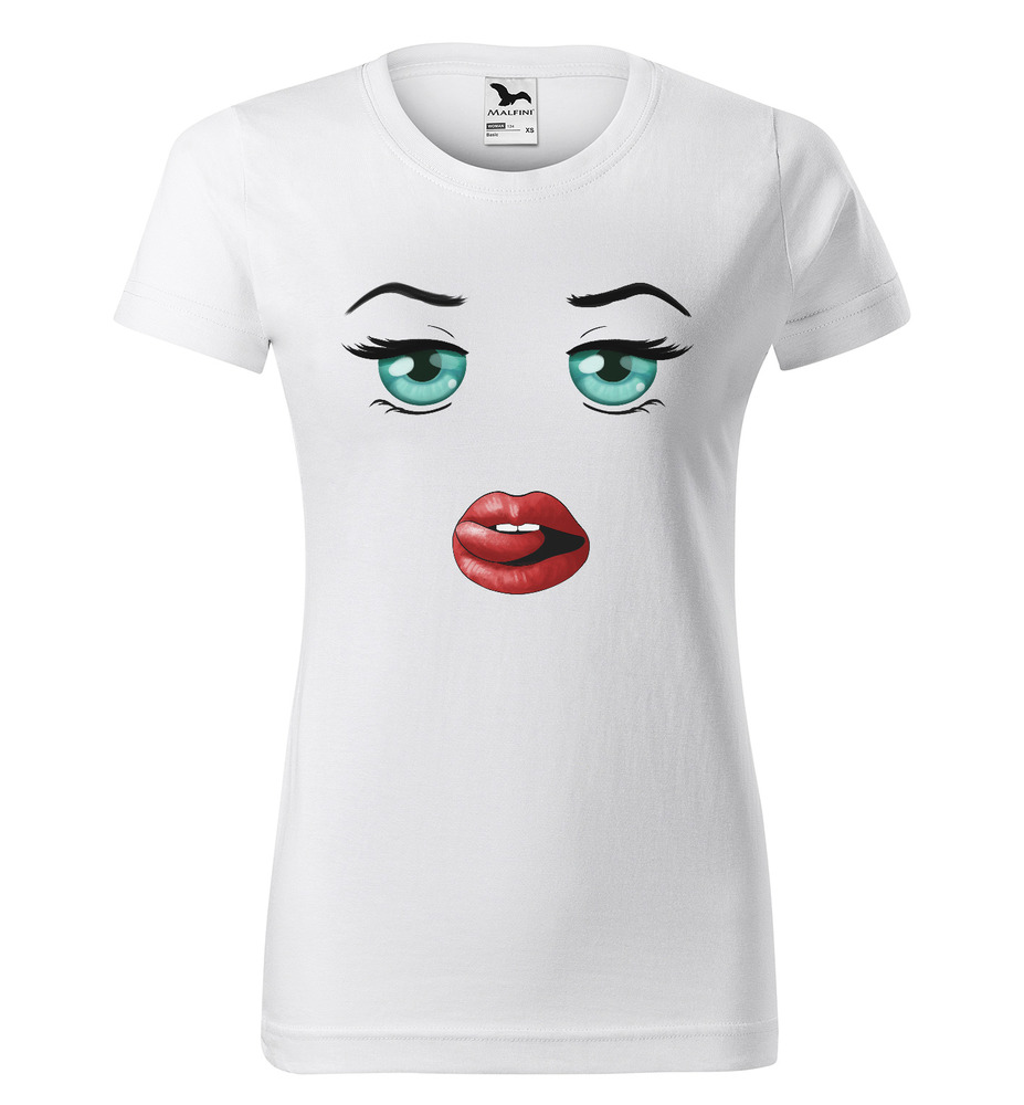 Tričko Sexy face – dámské (Velikost: XL, Barva trička: Bílá)