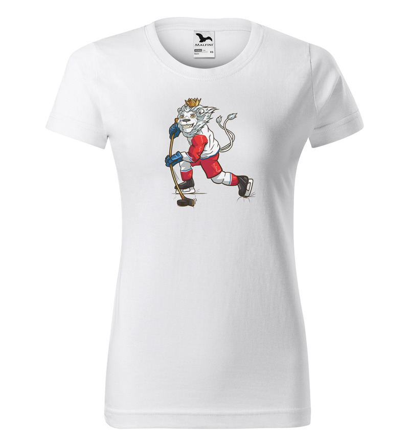 Tričko Hokejový lev (Velikost: 2XL, Typ: pro ženy, Barva trička: Bílá)