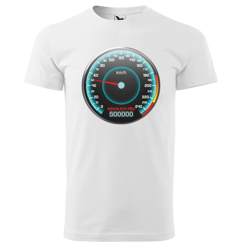 Tričko Najeto přes 500 000 - pánské (Velikost: L, Barva trička: Bílá)