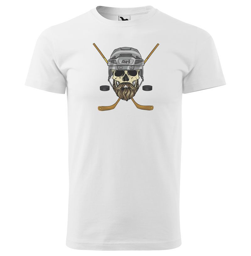 Tričko Hokejová lebka se jménem (pánské) (Jméno: Aleš)