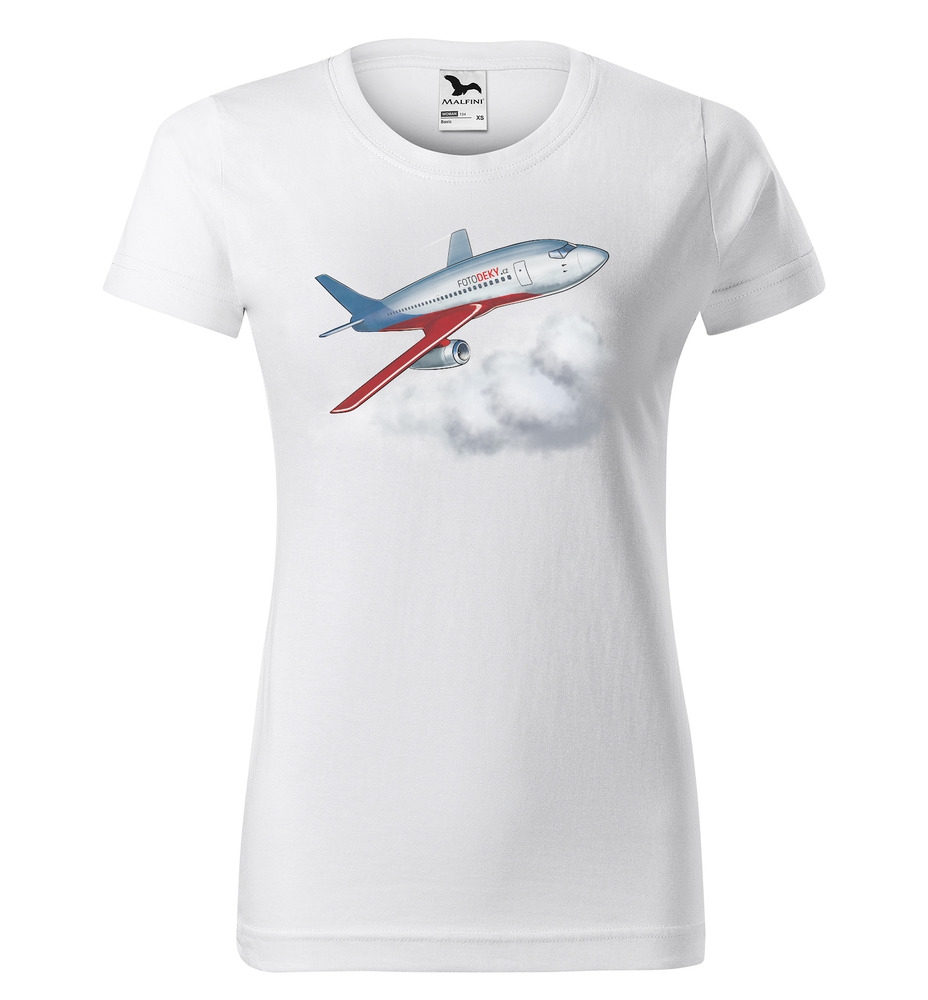 Tričko Boeing 737 (Velikost: L, Typ: pro ženy, Barva trička: Bílá)