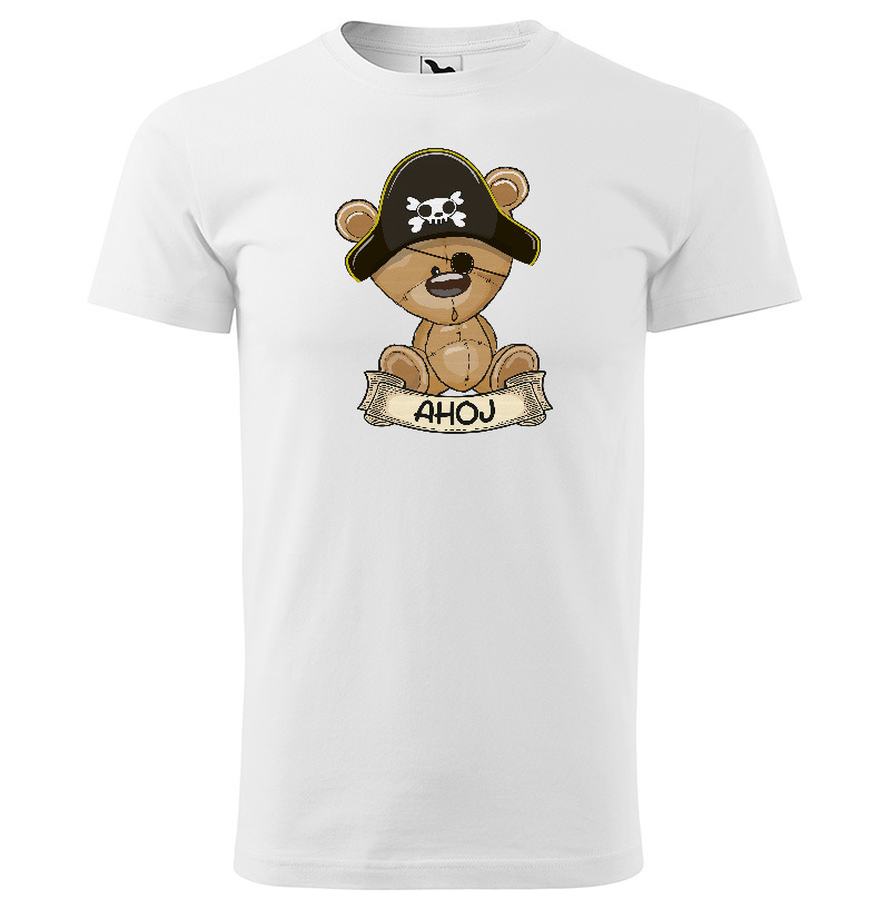 Tričko Ahoj – medvídek (dětské) (Velikost: 110, Barva trička: Bílá)