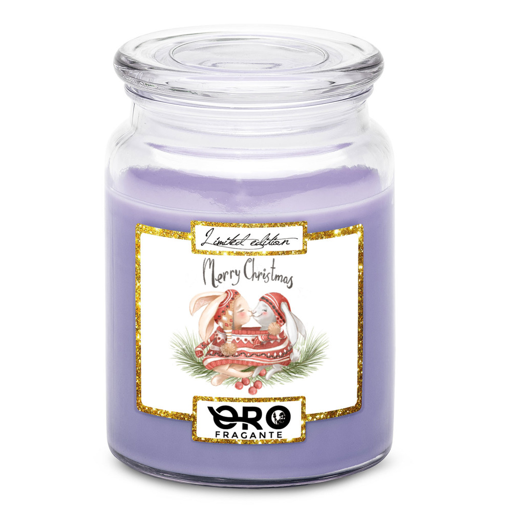 Svíčka Zajíčci ve svetru (Vůně svíčky: Levandule)