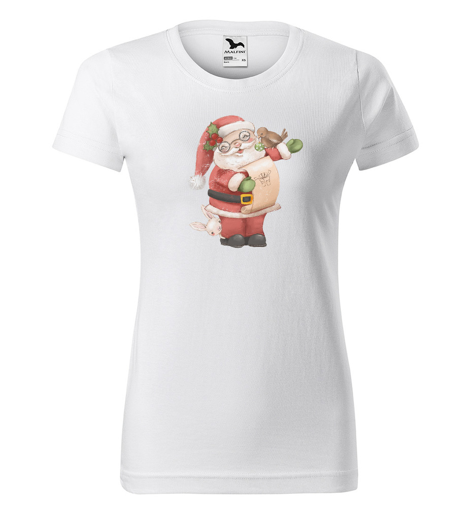 Tričko Santa Claus (Velikost: L, Typ: pro ženy, Barva trička: Bílá)