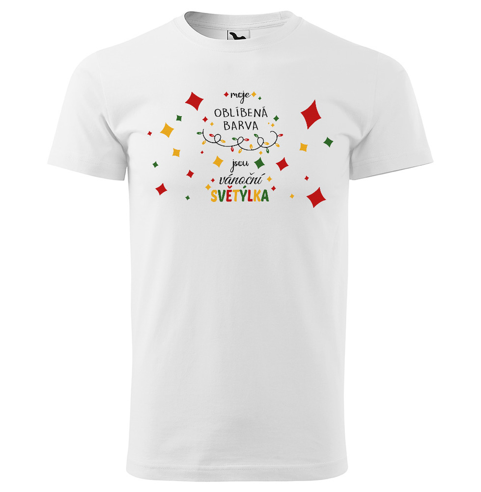 Tričko Vánoční světýlka (Velikost: XL, Typ: pro muže, Barva trička: Bílá)