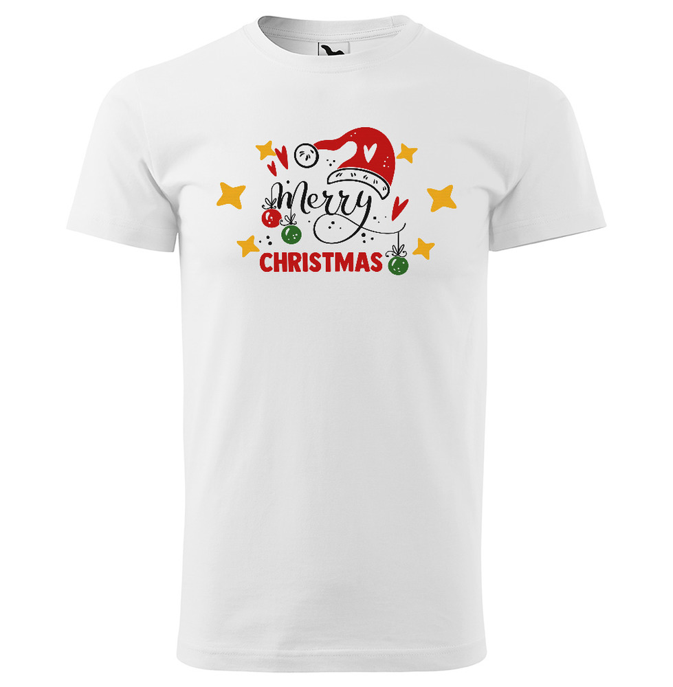 Tričko Merry Christmas (Velikost: M, Typ: pro muže, Barva trička: Bílá)