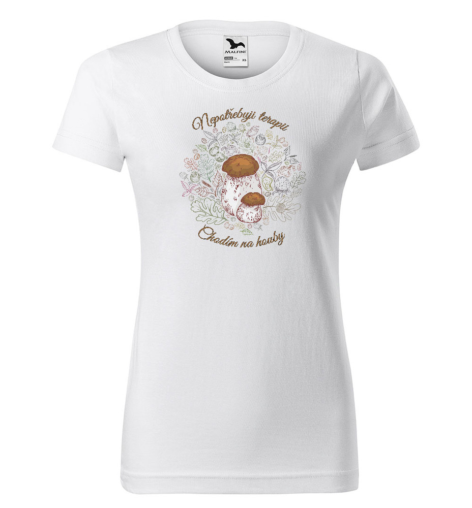 Tričko Terapie houbami (Velikost: 2XL, Typ: pro ženy, Barva trička: Bílá)