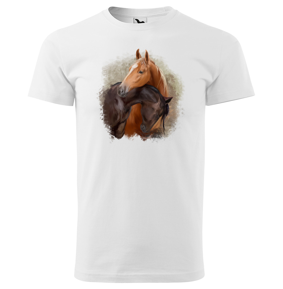 Tričko Dva koně (Velikost: S, Typ: pro muže, Barva trička: Bílá)