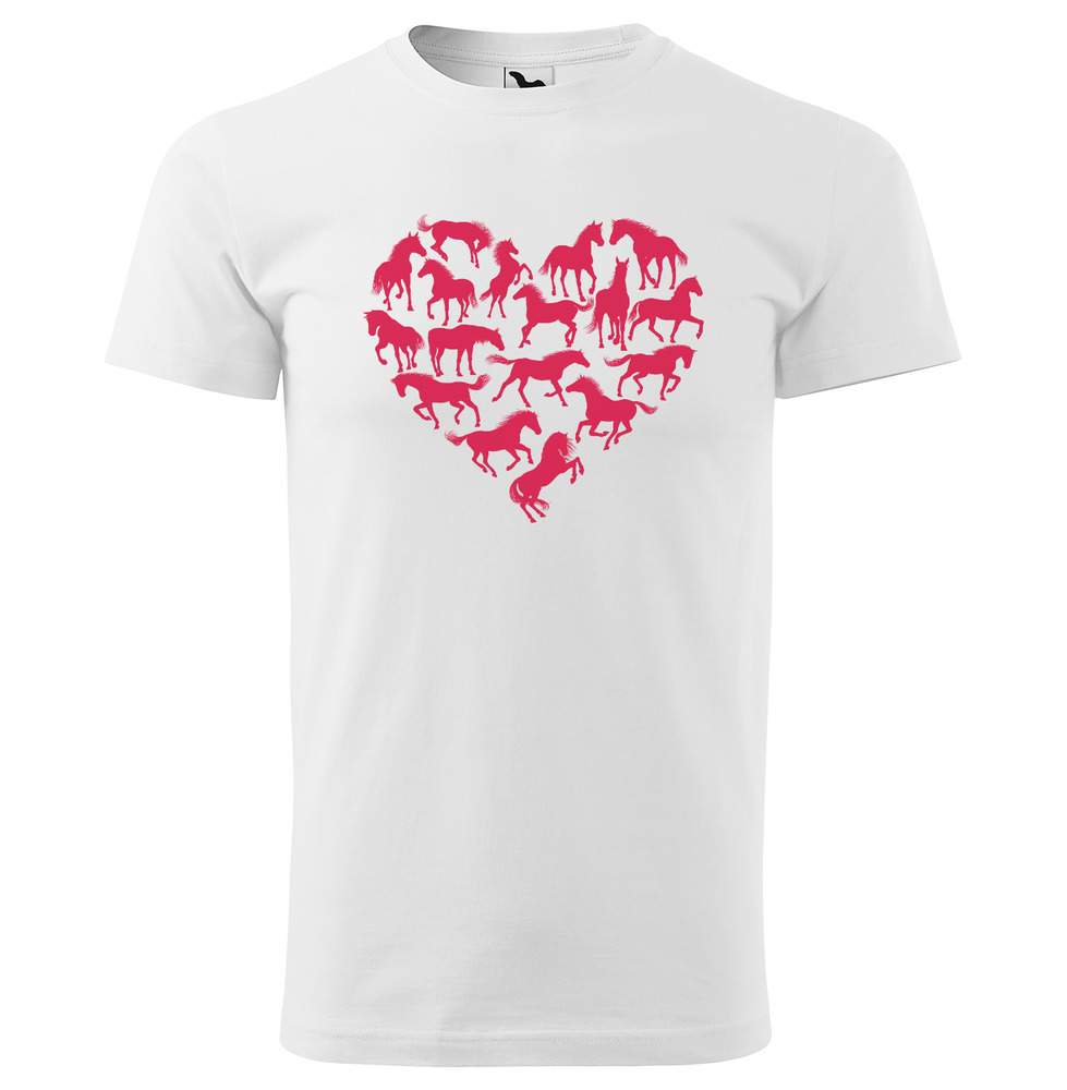 Tričko Horse heart (Velikost: 5XL, Typ: pro muže, Barva trička: Bílá)