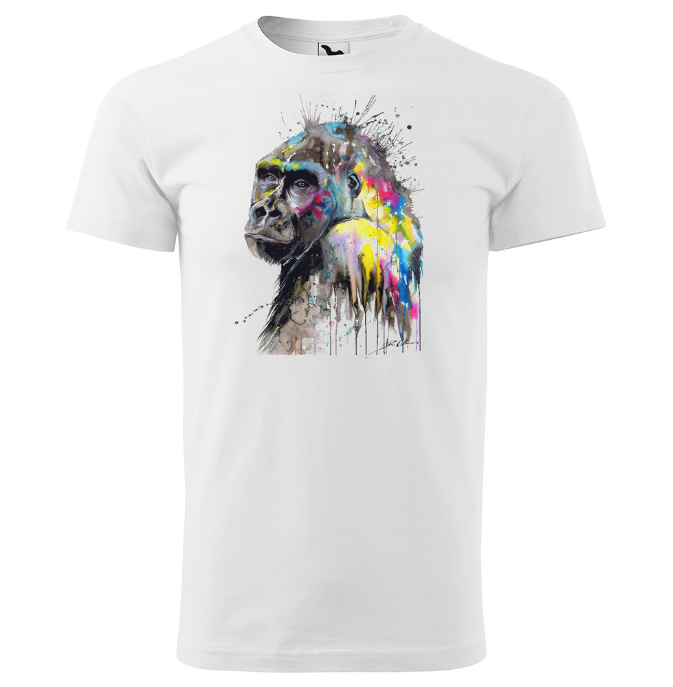 Tričko Gorila Art (Velikost: M, Typ: pro muže, Barva trička: Bílá)