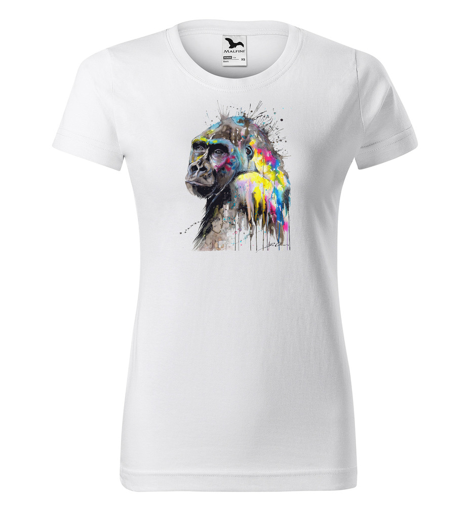 Tričko Gorila Art (Velikost: M, Typ: pro ženy, Barva trička: Bílá)