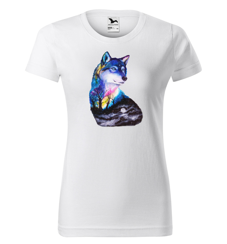 Tričko Vlk art (Velikost: M, Typ: pro ženy, Barva trička: Bílá)