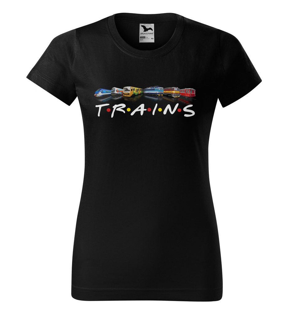 Tričko Trains (Velikost: S, Typ: pro ženy, Barva trička: Černá)