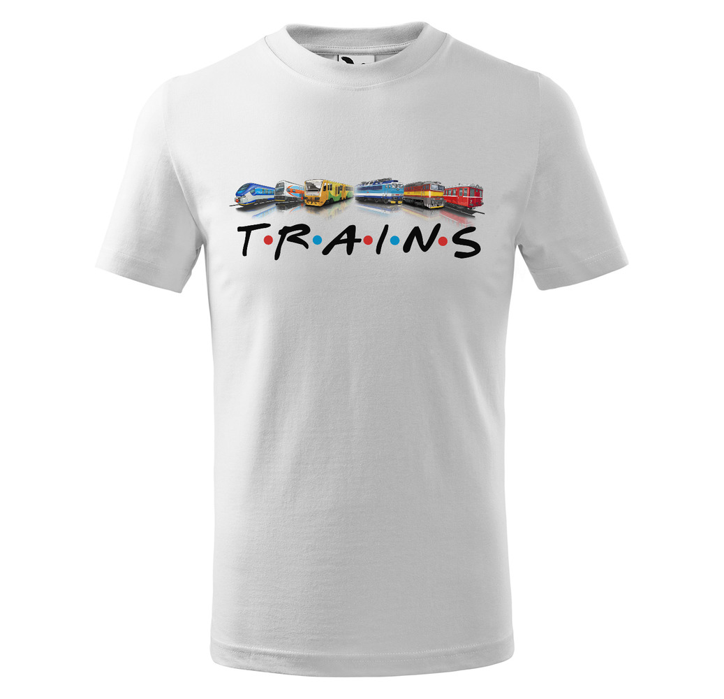 Tričko Trains - dětské (Velikost: 158, Barva trička: Bílá)