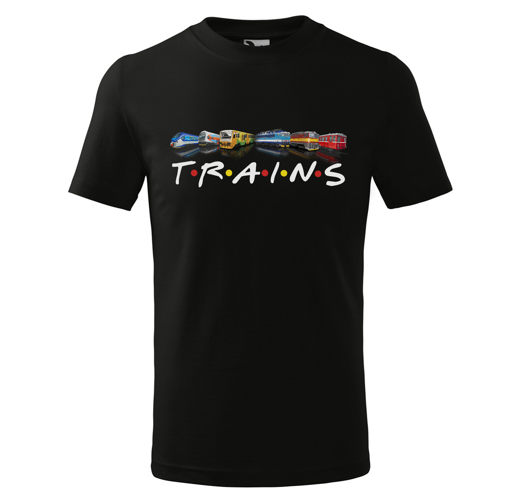Tričko Trains - dětské (Velikost: 122, Barva trička: Černá)