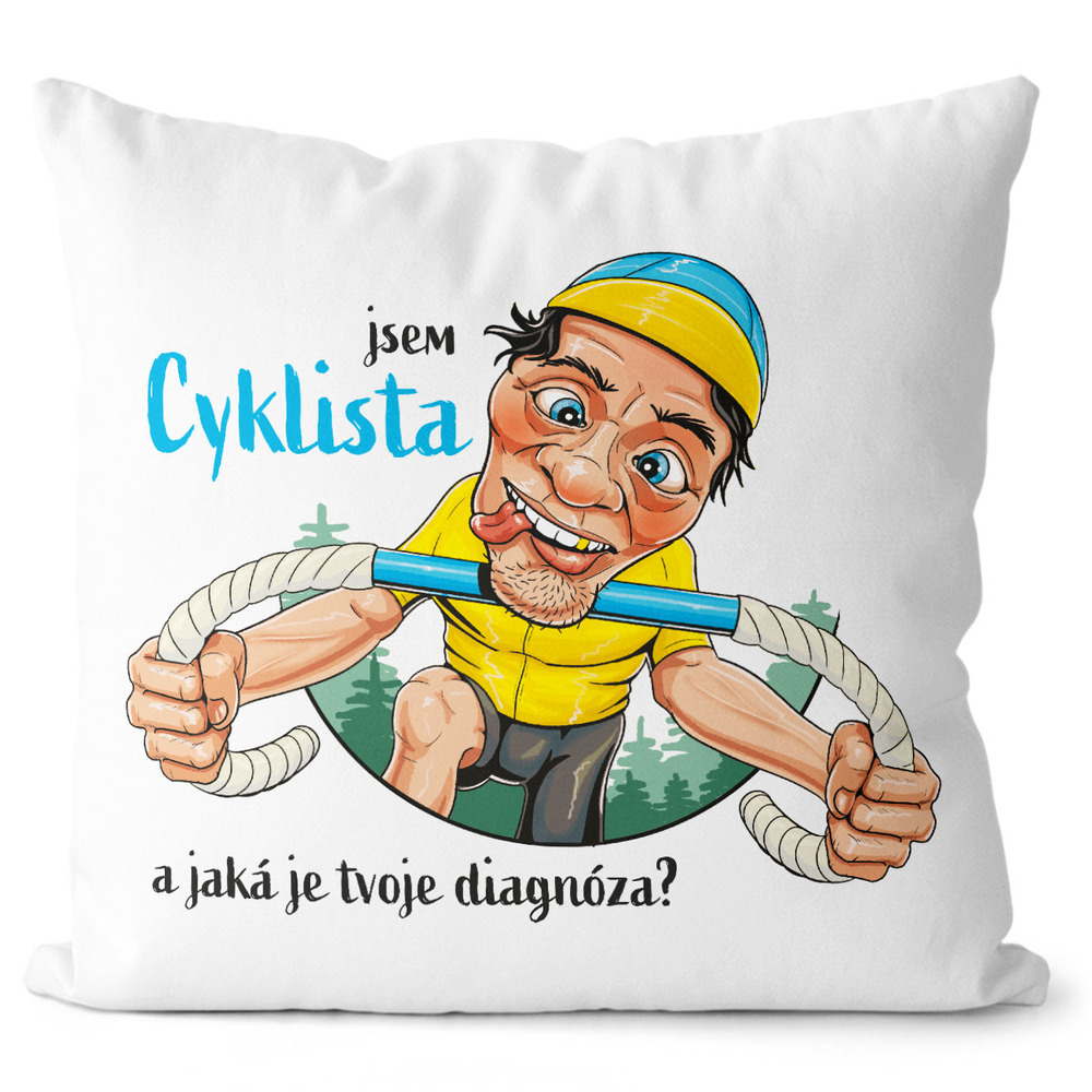 Polštářek Cyklista – diagnoza (Velikost: 40 x 40 cm)