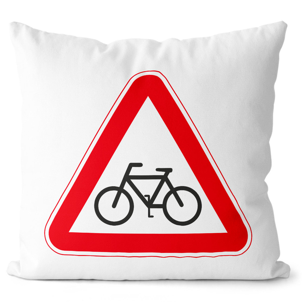 Polštářek Pozor – cyklista (Velikost: 40 x 40 cm)
