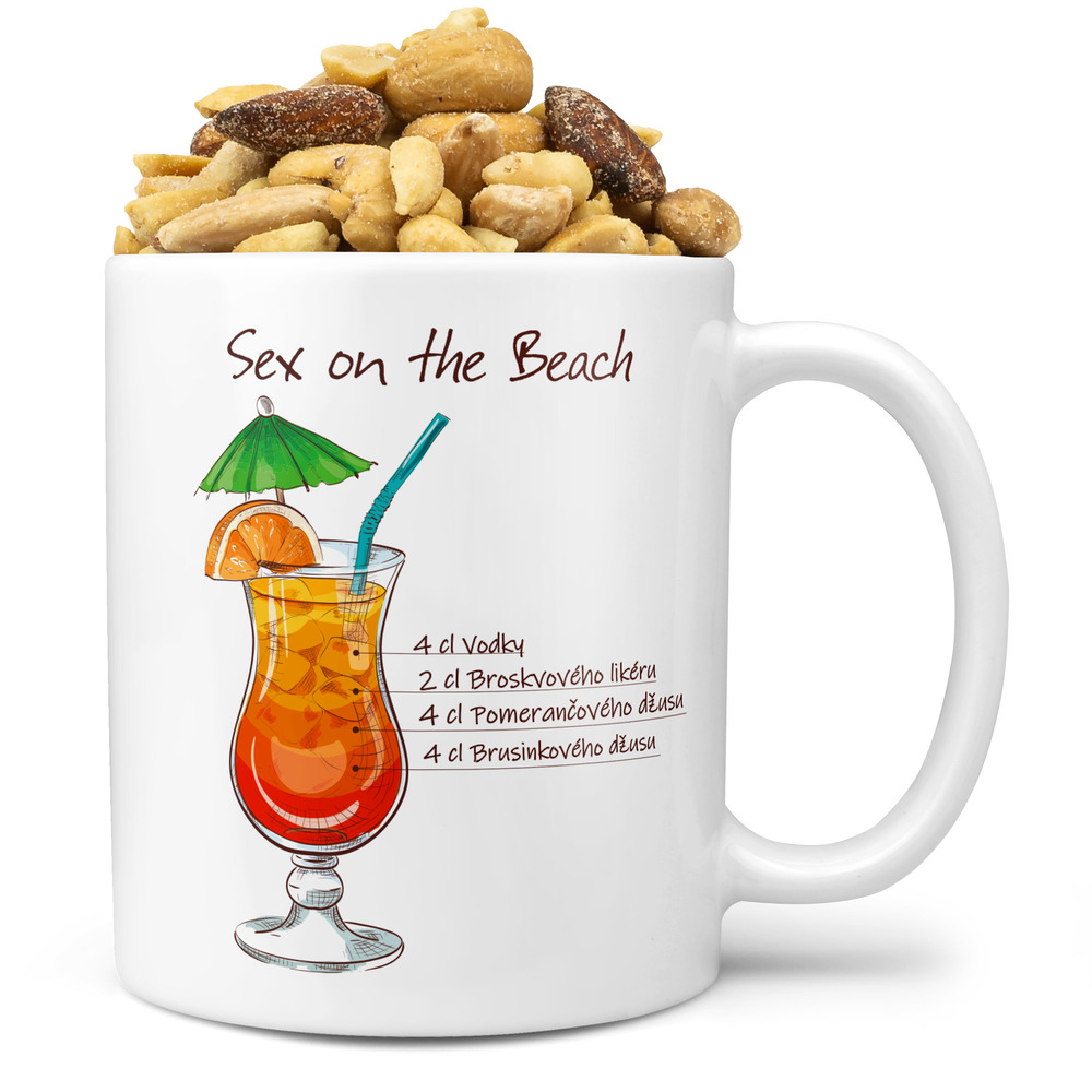 Hrnek Sex on the beach (Náplň hrníčku: Směs slaných oříšků)