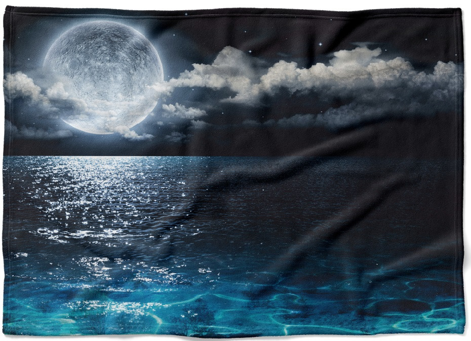 IMPAR Fleecová deka Moře s měsícem 150x120 cm (Rozměr : 200 x 140 cm, Podšití beránkem: NE)