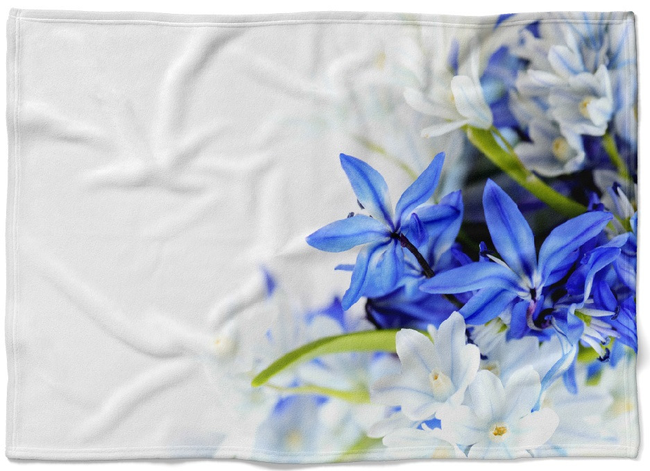 Deka Modré a bílé květy (Rozměr : 200 x 140 cm, Podšití beránkem: NE)