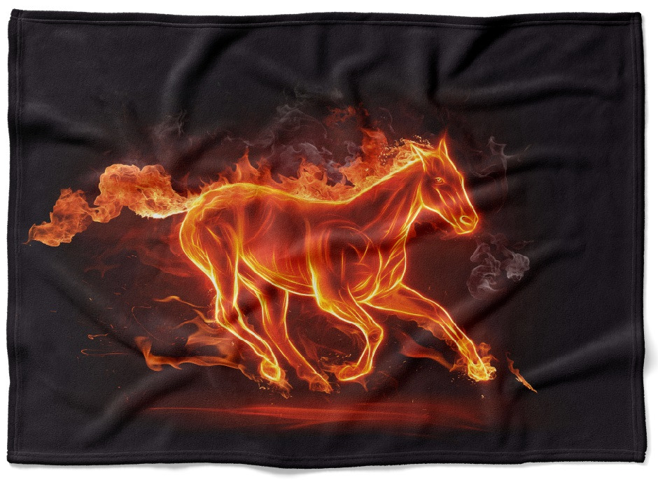 IMPAR Fleecová deka Plamenný kůň 150x120 cm (Rozměr : 150 x 120 cm, Podšití beránkem: NE)