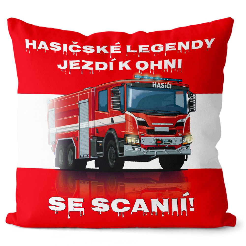 Polštář Hasičské legendy – Scania (Velikost: 40 x 40 cm)