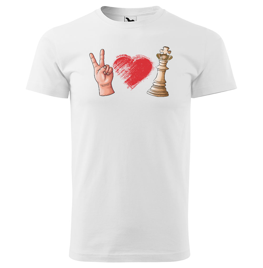 Tričko Love Chess (Velikost: M, Typ: pro muže, Barva trička: Bílá)
