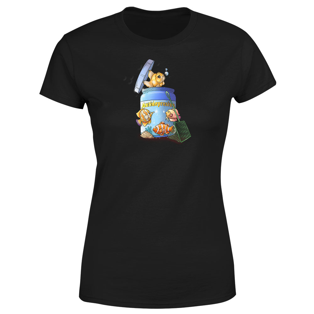 Tričko Antidepresiva – akvarista (Velikost: M, Typ: pro ženy, Barva trička: Černá)