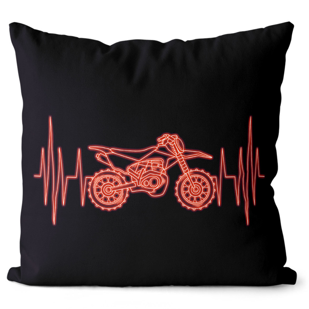 Polštář Srdeční puls – motocross (Velikost: 40 x 40 cm)