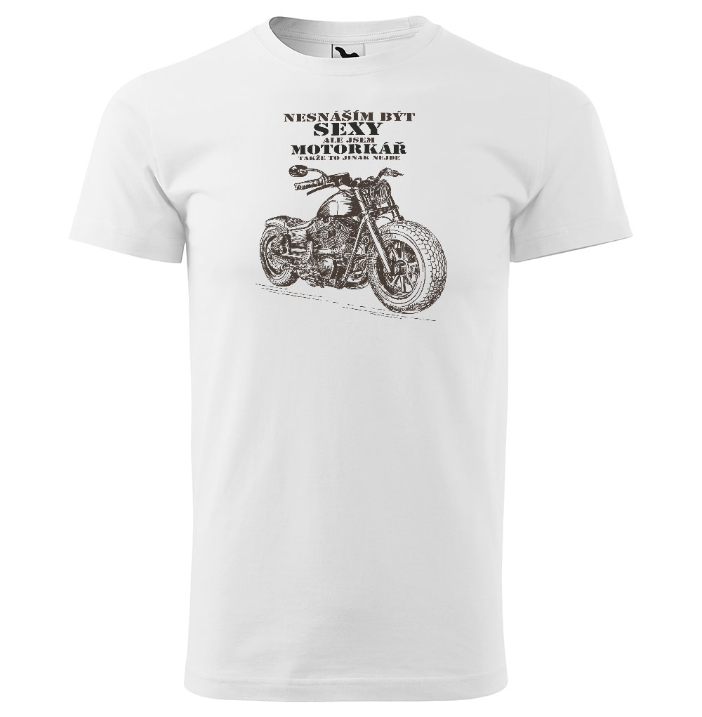 Tričko Sexy motorkář – pánské (Velikost: XL, Barva trička: Bílá)