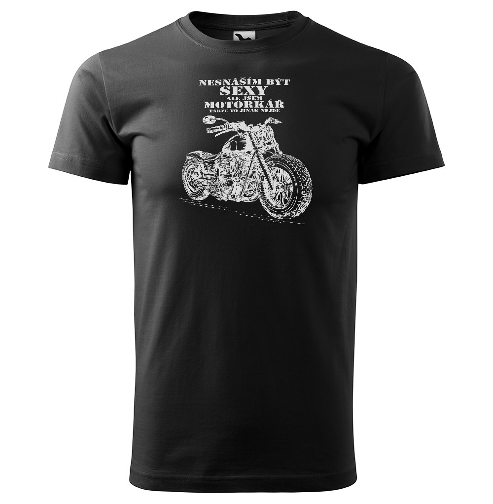 Tričko Sexy motorkář – pánské (Velikost: XS, Barva trička: Černá)