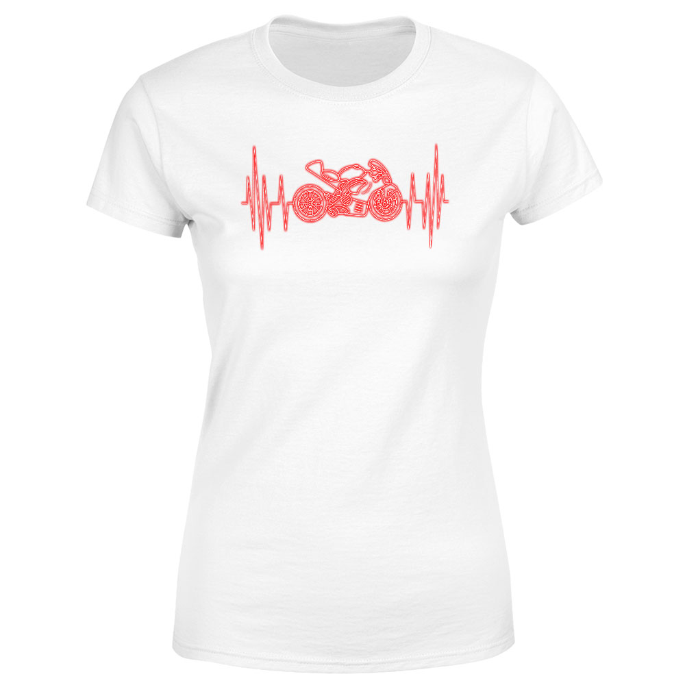 Tričko Srdeční puls – roadbike (Velikost: XL, Typ: pro ženy, Barva trička: Bílá)
