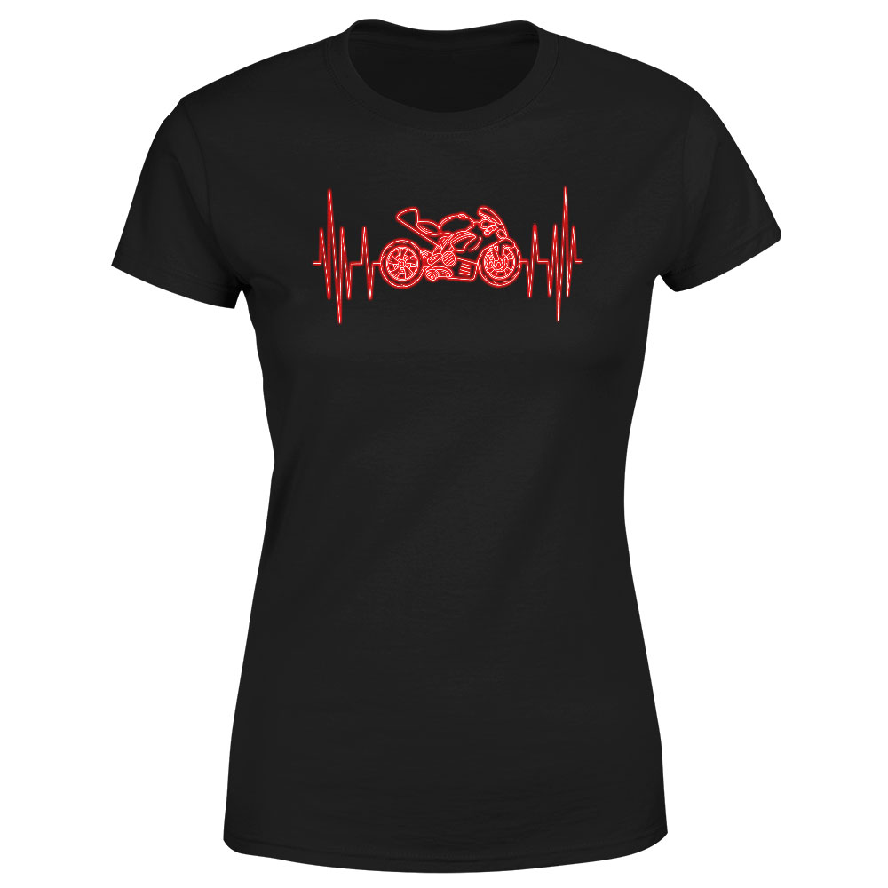 Tričko Srdeční puls – roadbike (Velikost: XS, Typ: pro ženy, Barva trička: Černá)