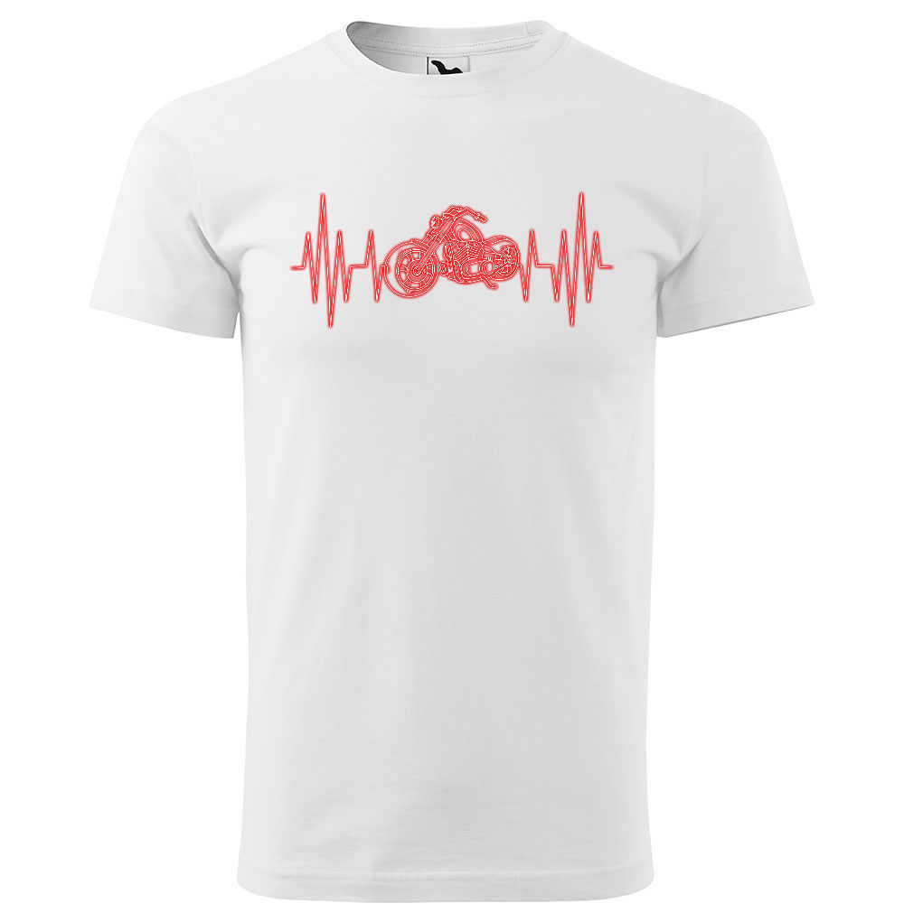 Tričko Srdeční puls – chopper (Velikost: 5XL, Typ: pro muže, Barva trička: Bílá)