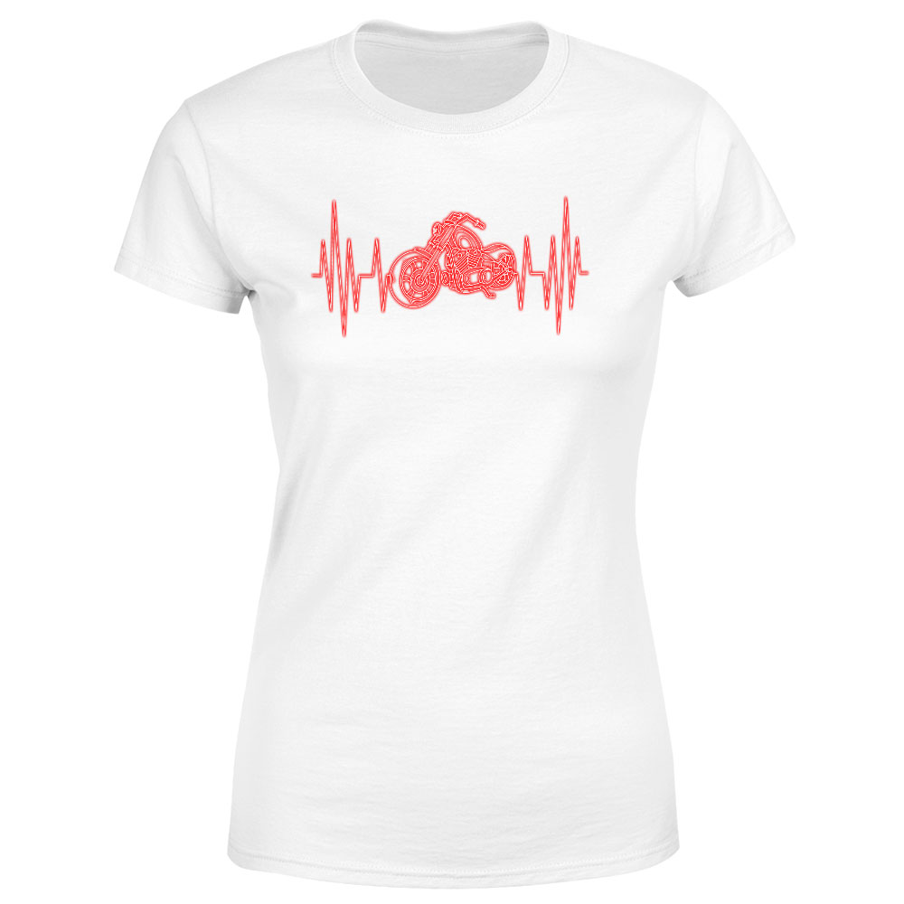 Tričko Srdeční puls – chopper (Velikost: S, Typ: pro ženy, Barva trička: Bílá)