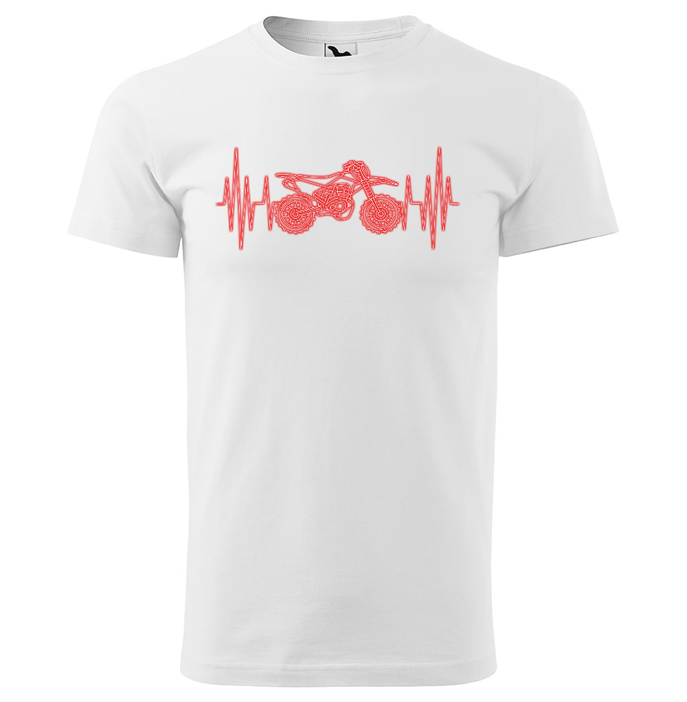 Tričko Srdeční puls – motocross (Velikost: L, Typ: pro muže, Barva trička: Bílá)