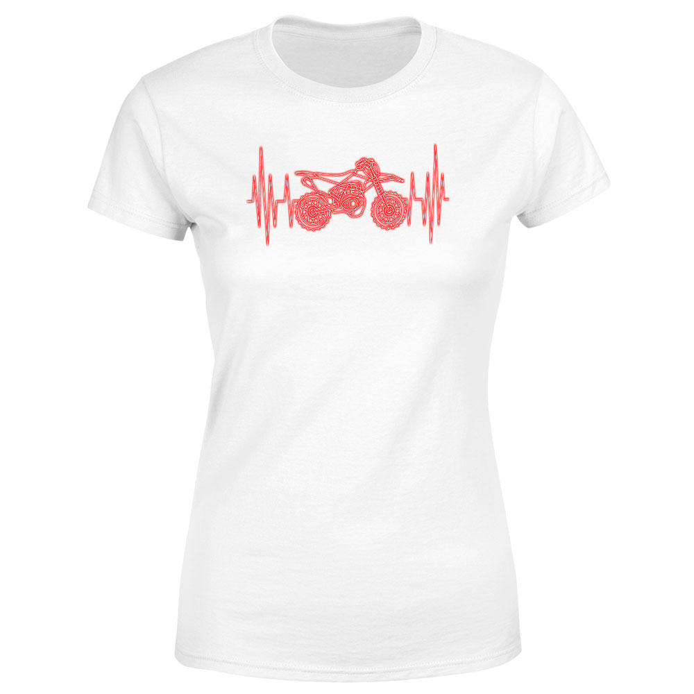 Tričko Srdeční puls – motocross (Velikost: M, Typ: pro ženy, Barva trička: Bílá)