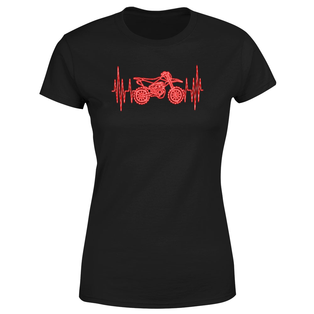 Tričko Srdeční puls – motocross (Velikost: XS, Typ: pro ženy, Barva trička: Černá)
