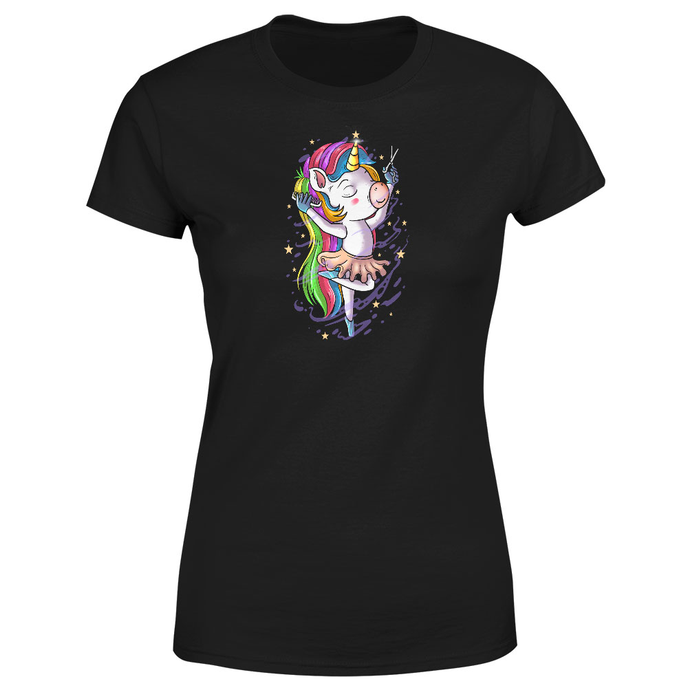 Tričko Unicorn kadeřnice – dámské (Velikost: L, Barva trička: Černá)