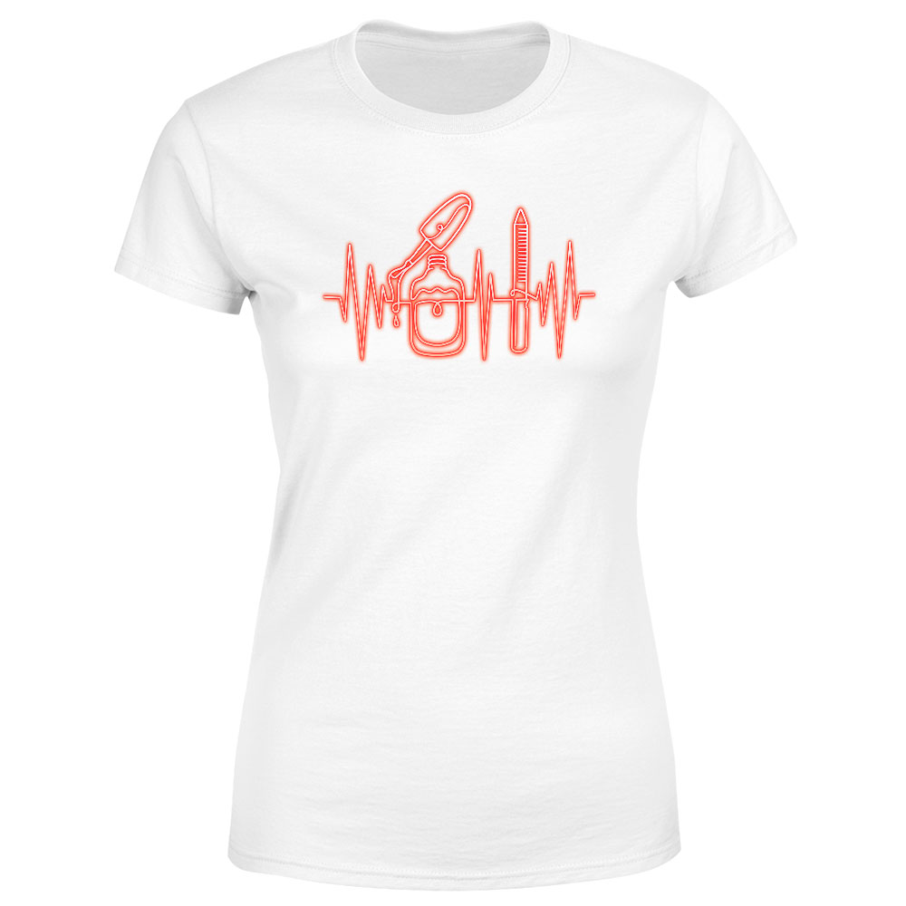 Tričko Heartbeat nail – dámské (Velikost: XL, Barva trička: Bílá)